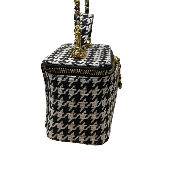 Glowiest Women’s Black & White Houndstooth Signature Vanity Shoulder Case Size S - Picture 6 of 9
